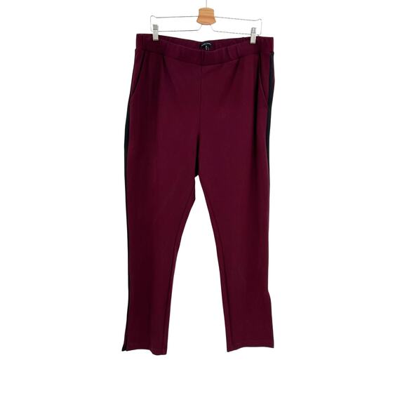 Universal Standard Ponte Pants Side Stripe Side Slits Maroon Plus Size 18 20 - Picture 1 of 12
